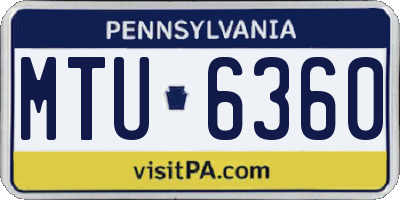 PA license plate MTU6360