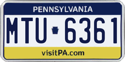 PA license plate MTU6361