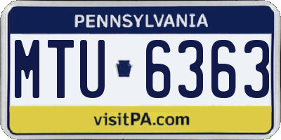 PA license plate MTU6363