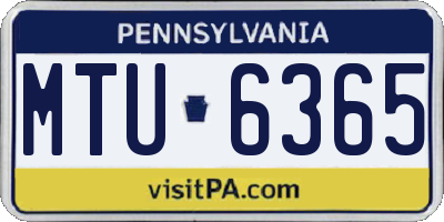 PA license plate MTU6365