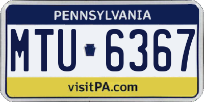 PA license plate MTU6367