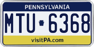 PA license plate MTU6368