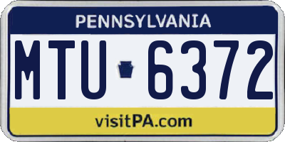 PA license plate MTU6372