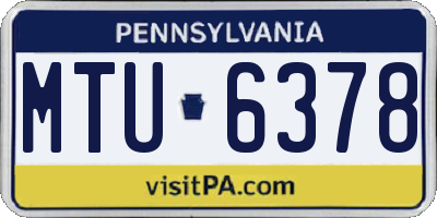 PA license plate MTU6378
