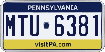PA license plate MTU6381