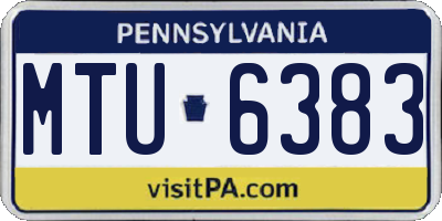 PA license plate MTU6383