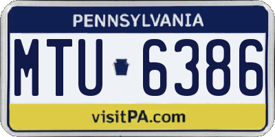 PA license plate MTU6386