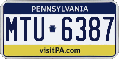 PA license plate MTU6387