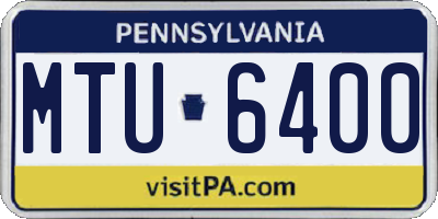 PA license plate MTU6400