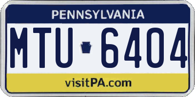 PA license plate MTU6404