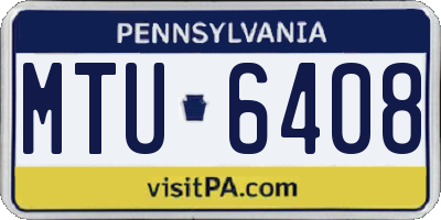PA license plate MTU6408