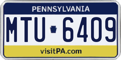 PA license plate MTU6409