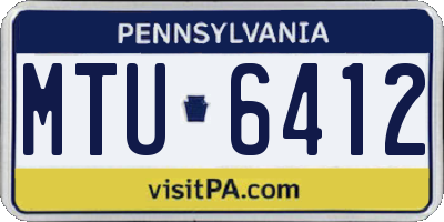 PA license plate MTU6412