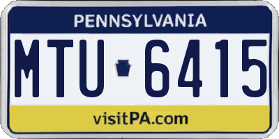 PA license plate MTU6415