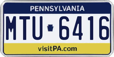 PA license plate MTU6416
