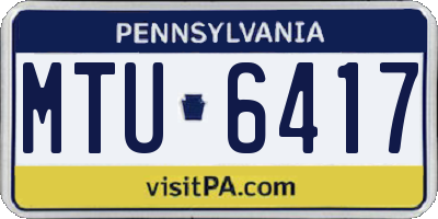 PA license plate MTU6417