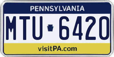 PA license plate MTU6420