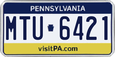 PA license plate MTU6421
