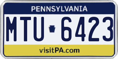 PA license plate MTU6423