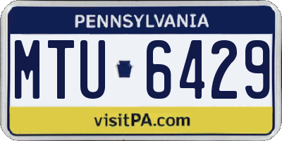 PA license plate MTU6429