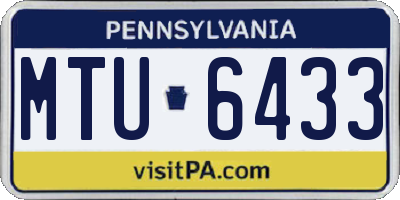PA license plate MTU6433