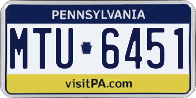 PA license plate MTU6451