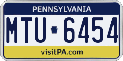 PA license plate MTU6454