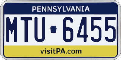 PA license plate MTU6455