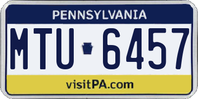 PA license plate MTU6457