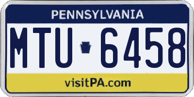 PA license plate MTU6458