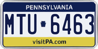 PA license plate MTU6463