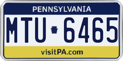 PA license plate MTU6465