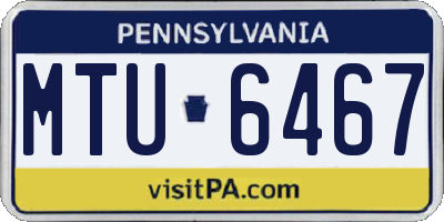 PA license plate MTU6467