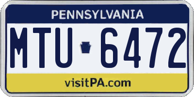 PA license plate MTU6472
