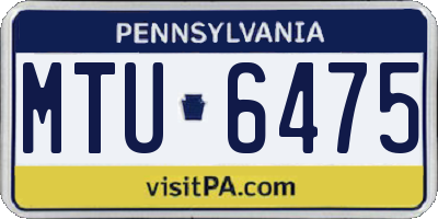 PA license plate MTU6475