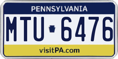 PA license plate MTU6476