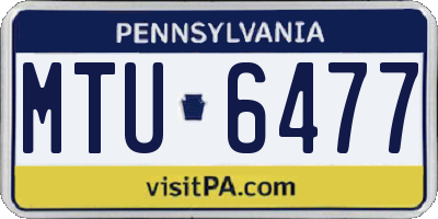 PA license plate MTU6477