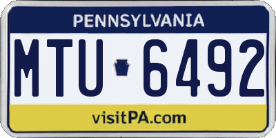 PA license plate MTU6492