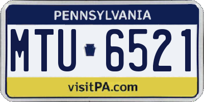 PA license plate MTU6521