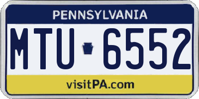 PA license plate MTU6552