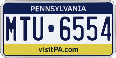 PA license plate MTU6554
