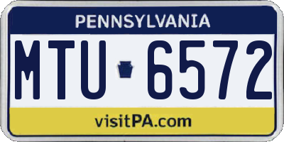 PA license plate MTU6572
