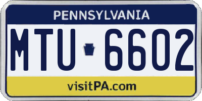PA license plate MTU6602