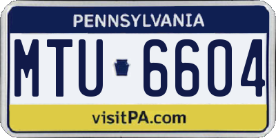PA license plate MTU6604