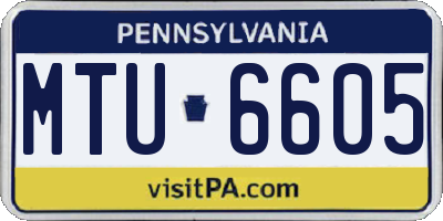 PA license plate MTU6605