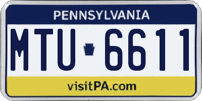 PA license plate MTU6611