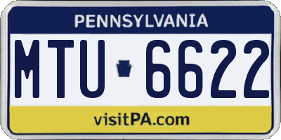 PA license plate MTU6622