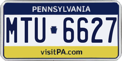 PA license plate MTU6627