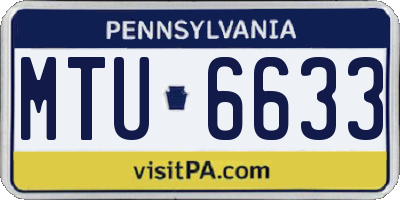 PA license plate MTU6633