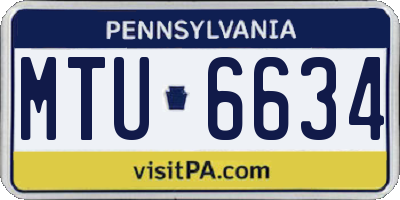 PA license plate MTU6634